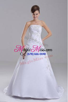 Spectacular Taffeta Sleeveless Bridal Gown Brush Train and Embroidery