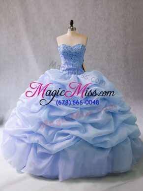 Fitting Organza Sleeveless Quinceanera Gowns and Beading and Pick Ups