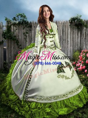 Sleeveless Lace Up Floor Length Embroidery and Ruffles Sweet 16 Dress