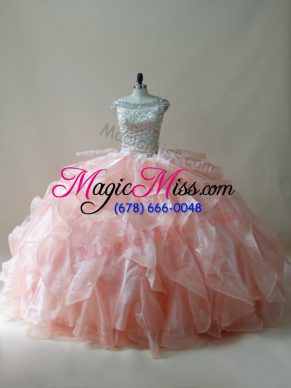 Sleeveless Beading and Ruffles Zipper Quinceanera Gown