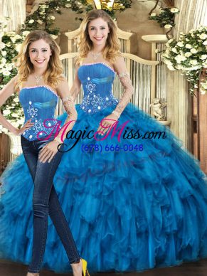 Beauteous Tulle Sleeveless Floor Length Ball Gown Prom Dress and Beading and Ruffles