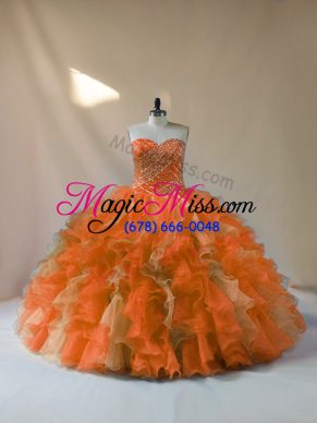 Sweet Multi-color Sweetheart Neckline Beading and Ruffles Sweet 16 Dresses Sleeveless Lace Up