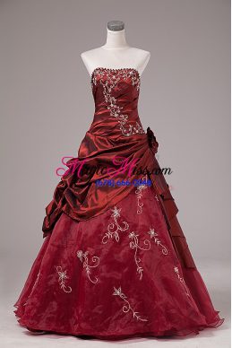 Beauteous Organza and Taffeta Sleeveless Floor Length Ball Gown Prom Dress and Beading and Embroidery