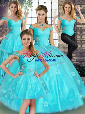 Glamorous Sleeveless Lace Up Floor Length Beading and Appliques 15th Birthday Dress