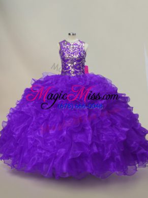 Cute Sleeveless Ruffles and Sequins Lace Up 15th Birthday Dress