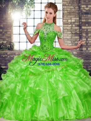 Floor Length Ball Gowns Sleeveless Green Quinceanera Dress Lace Up