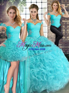 Trendy Fabric With Rolling Flowers Sleeveless Floor Length Quinceanera Gown and Beading