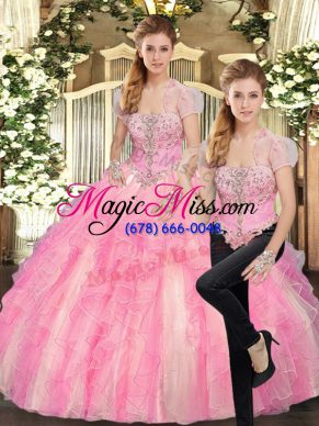 Ball Gowns Ball Gown Prom Dress Baby Pink Strapless Tulle Sleeveless Floor Length Lace Up