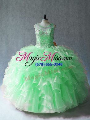 Floor Length Sweet 16 Quinceanera Dress Organza Sleeveless Beading and Ruffles