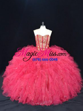 Stunning Tulle Sleeveless Sweet 16 Dress and Beading and Ruffles