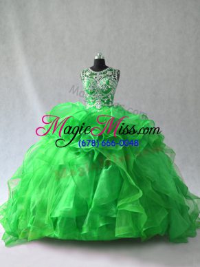 Green Quince Ball Gowns Scoop Sleeveless Lace Up