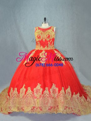 Admirable Tulle Sleeveless Vestidos de Quinceanera Court Train and Appliques