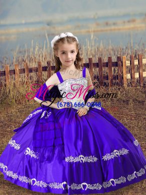 Purple Sleeveless Satin Lace Up Kids Formal Wear for Wedding Party