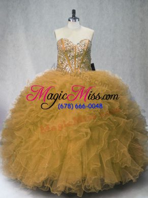 Floor Length Brown Vestidos de Quinceanera Sweetheart Sleeveless Lace Up