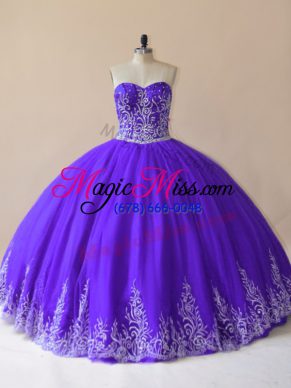 Sexy Sleeveless Lace Up Floor Length Embroidery Quinceanera Dress