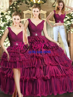 Sleeveless Ruffled Layers Backless Sweet 16 Dresses