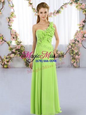 Floor Length Lace Up Vestidos de Damas for Wedding Party with Hand Made Flower