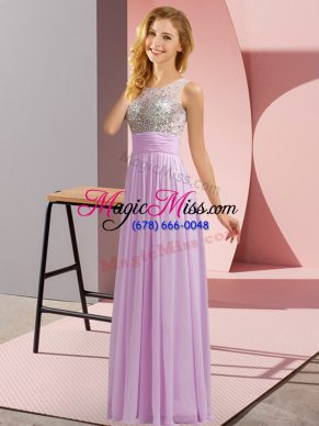 Graceful Lavender Scoop Side Zipper Beading Court Dresses for Sweet 16 Sleeveless