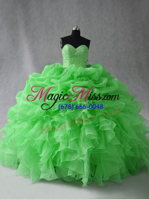 Deluxe Ball Gowns Sweetheart Sleeveless Organza Floor Length Lace Up Beading and Ruffles and Pick Ups 15 Quinceanera Dress