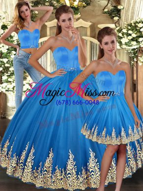 Tulle Sleeveless Floor Length Ball Gown Prom Dress and Embroidery