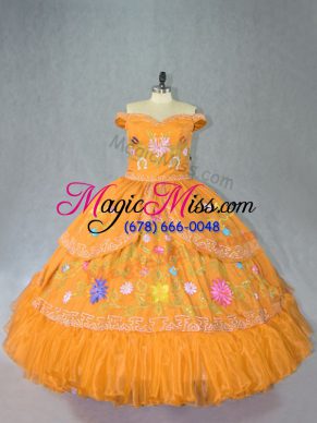 Organza Sleeveless Floor Length Vestidos de Quinceanera and Embroidery