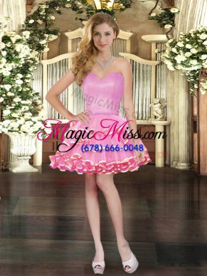 Inexpensive Sweetheart Sleeveless Organza Womens Party Dresses Ruffled Layers Lace Up