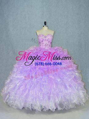 Multi-color Ball Gowns Beading and Ruffles Vestidos de Quinceanera Lace Up Organza Sleeveless Floor Length