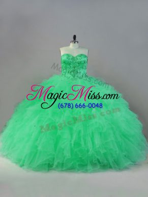 Dazzling Floor Length Apple Green Ball Gown Prom Dress Sweetheart Sleeveless Lace Up