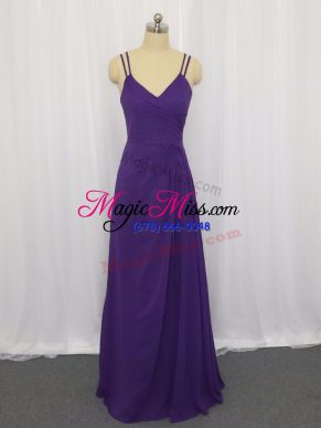 Exquisite Purple Straps Neckline Ruching Casual Dresses Sleeveless Zipper