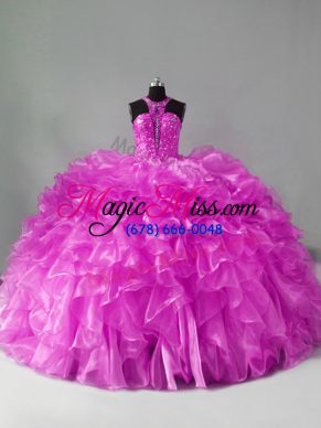 Ball Gowns Sleeveless Lilac 15 Quinceanera Dress Brush Train Zipper