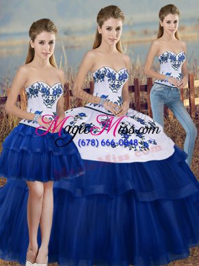 Popular Sleeveless Lace Up Floor Length Embroidery and Bowknot Vestidos de Quinceanera