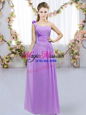 Sleeveless Lace Up Floor Length Hand Made Flower Quinceanera Dama Dress