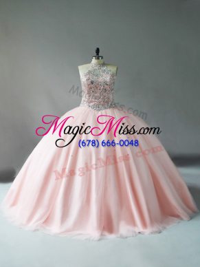 Tulle Sleeveless Floor Length Vestidos de Quinceanera and Beading