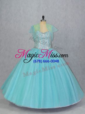 Adorable Sleeveless Beading Lace Up Quince Ball Gowns