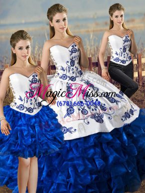 Captivating Sleeveless Lace Up Floor Length Embroidery and Ruffles 15th Birthday Dress