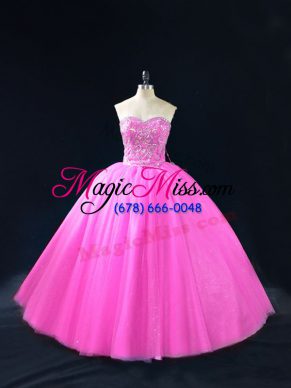 Sweetheart Sleeveless Tulle Quinceanera Dress Beading Lace Up