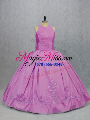 Lilac Scoop Neckline Embroidery Sweet 16 Quinceanera Dress Sleeveless Lace Up