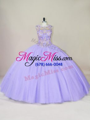 Top Selling Tulle Sleeveless Floor Length Ball Gown Prom Dress and Beading