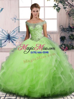 Dazzling Beading and Ruffles Quinceanera Gown Lace Up Sleeveless Floor Length