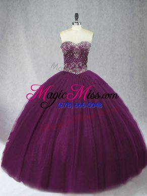 Dramatic Tulle Sleeveless Floor Length Quince Ball Gowns and Beading