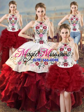 Sleeveless Embroidery and Ruffles Lace Up Sweet 16 Quinceanera Dress