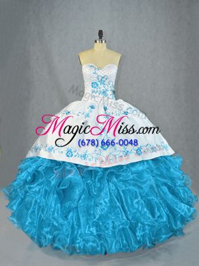 Nice Baby Blue Sleeveless Organza Lace Up Sweet 16 Dresses for Sweet 16 and Quinceanera