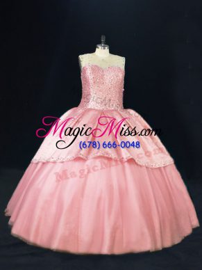 Adorable Sleeveless Lace Up Floor Length Beading 15 Quinceanera Dress