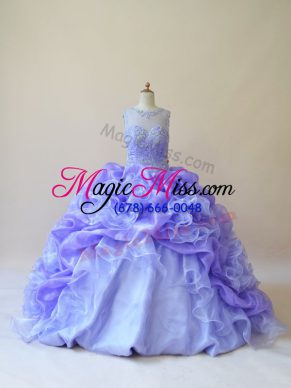 Lavender Quinceanera Dresses Scoop Sleeveless Brush Train Zipper