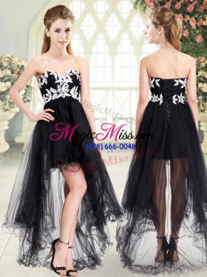 Enchanting Tulle Sleeveless High Low Dress for Prom and Appliques