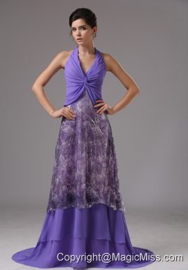Purrple Custom Made Halter Ruched Bodice For Rrom Dress In California