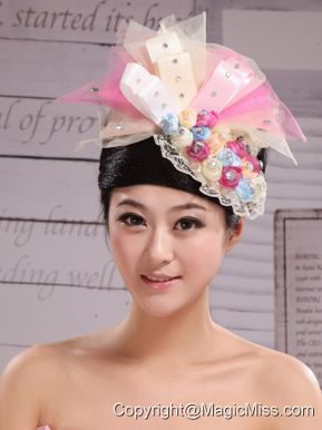 Tulle and Bud Silk Headdress Flower With Beading For Bride New Arrival