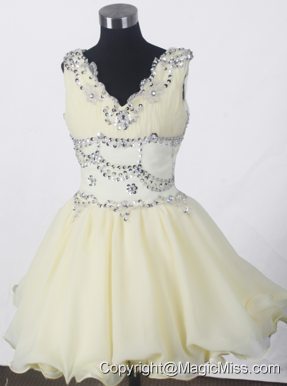 Beading Romantic A-line V-neck Mini-length Little Gril Pageant Dress