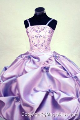 Gorgeous Straps Floor-length Beading Ball gown Lilac Little Girl Pageant Dresses