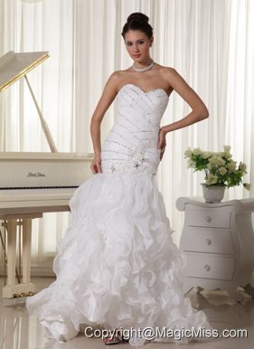 Sweetheart Wedding Dress With Mermaid Beading and Ruffles Florida Brush Train